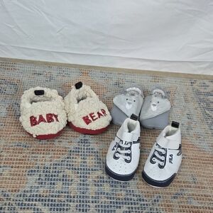 Slippers, Gray Leather Shoes And FILA White Black Kids Sneakers  0-6 Months